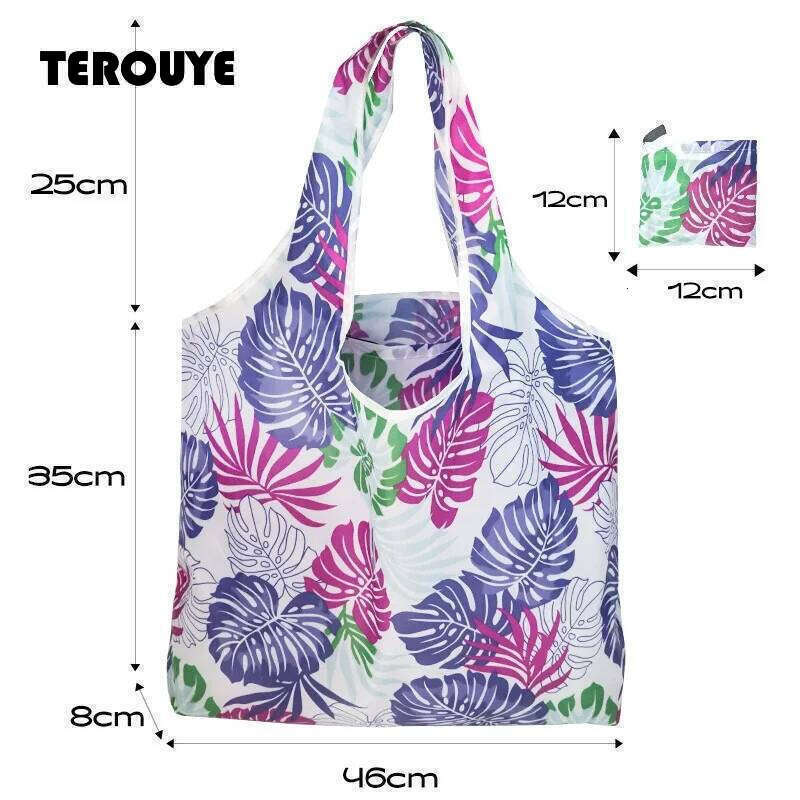 Large Capacity Leopard Print Hand Shopping Bag Women's Daily Folding Handbag TEROUYE