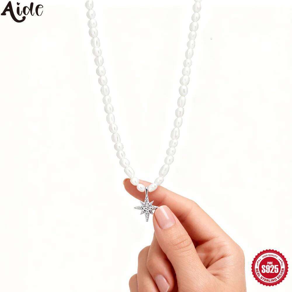 Aide Rice Pearl Necklace Silver 925 Oringinal Jewelry Star Palm Snake Zircon Pendant Necklaces For Women New Year Elegant Gift