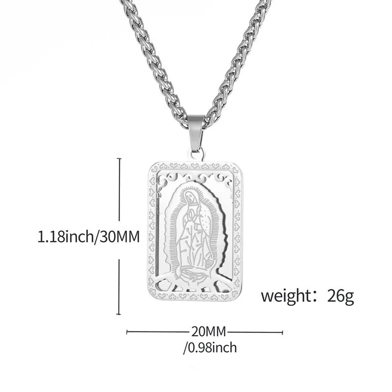 YQ Stainless Steel Catholicism Virgin Mary Pendant Necklace For Men Women Religious Medal Jewelry Accessory Gifts 251230