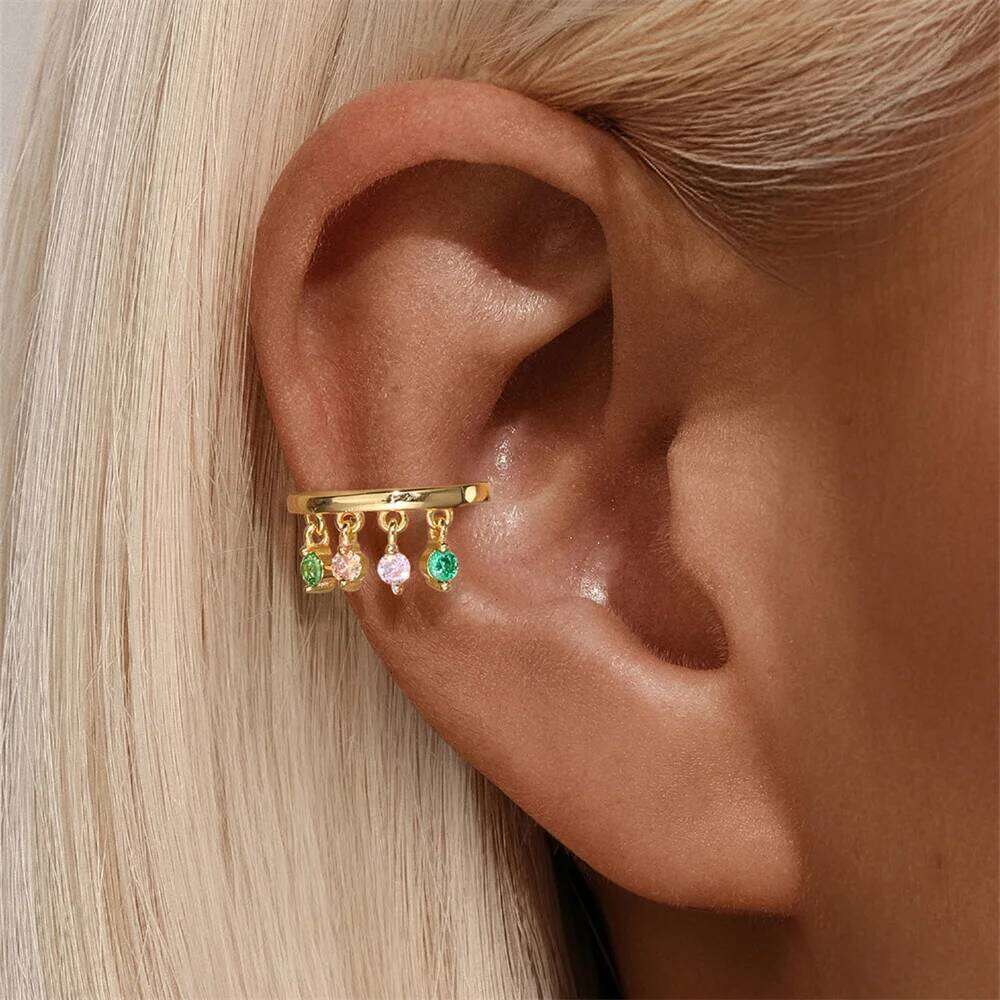 Aide 925 Sterling Silver Long Tassel Chain Y2k Clip Without Hole Earring for Women Cartilage Ear Cuff No Piercing INS Jewel