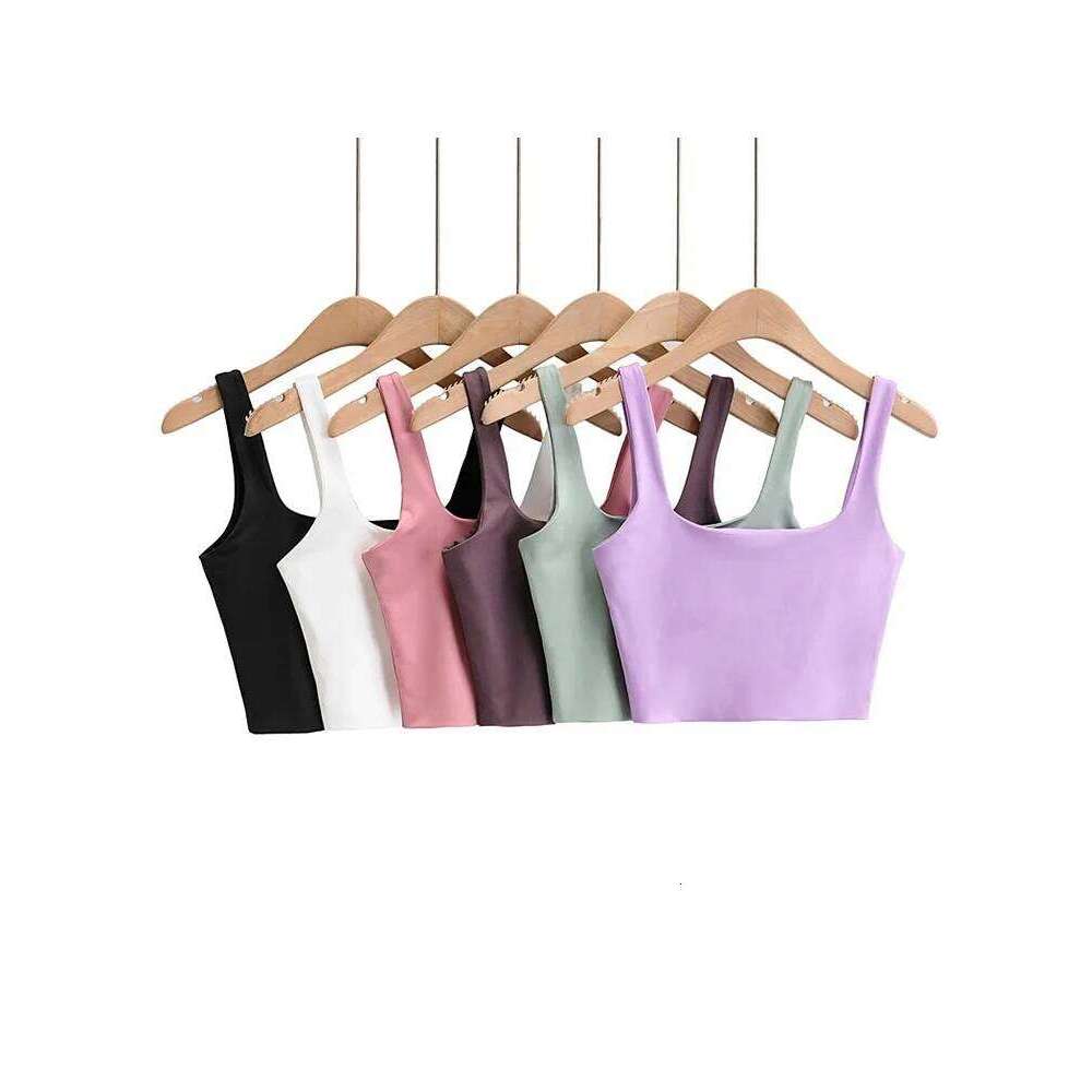 2024 Summer Women Sexy Sleeveless Fashion Short Square Collar Tank Tops 6 Colors