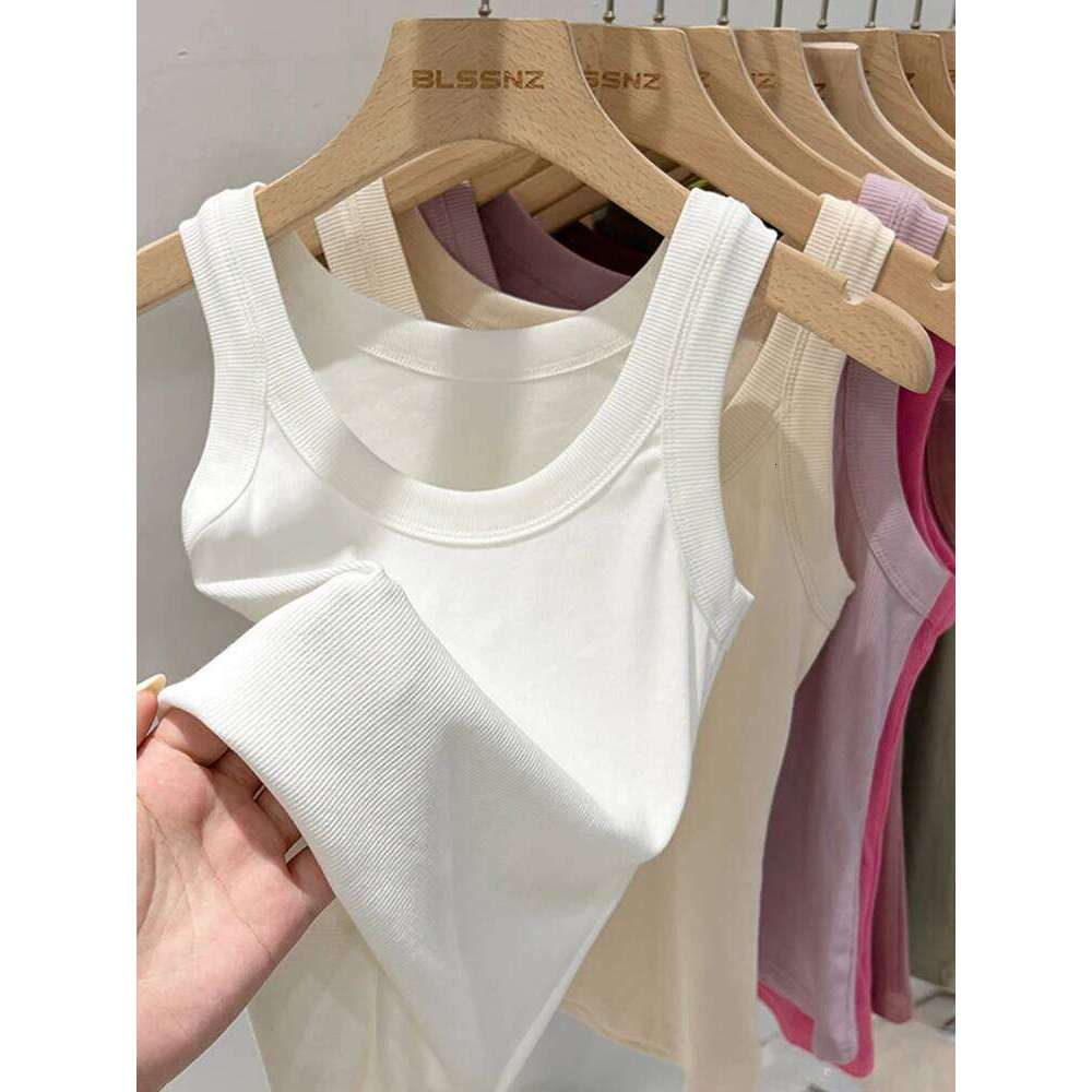 zjaiss Round Ribbed Camisole Women 2026 Summer Basic Elastic O Neck Solid Tank Top