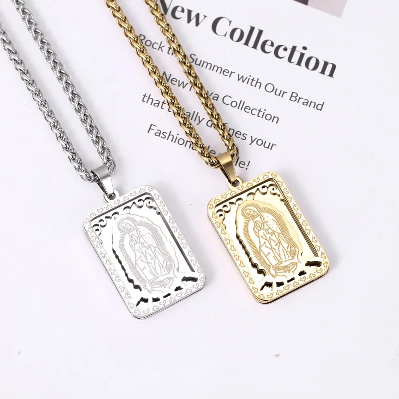 YQ Stainless Steel Catholicism Virgin Mary Pendant Necklace For Men Women Religious Medal Jewelry Accessory Gifts 251230