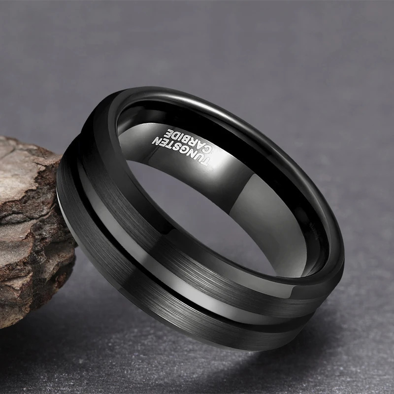 Tigrade Man Black Ring Fashion Jewelry Fashion Jewelry Tungsten Ring Wholesale Engraving Mens Rings Classic Wedding Rings 251230