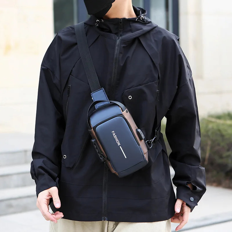 MenS Anti-Theft Password Lock Chest BagDurable Oxford Fabric Adjustable Shoulder Strap Crossbody Style with Secure Lock 251230