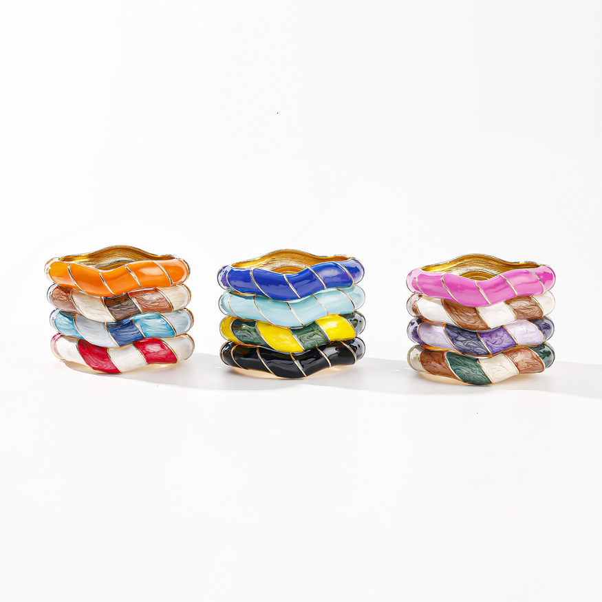 Cross-Border European and American Colorful Oil Drop Glaze Diagonal Irregular Vintage Fashion Multi-Color Craft Bracelet