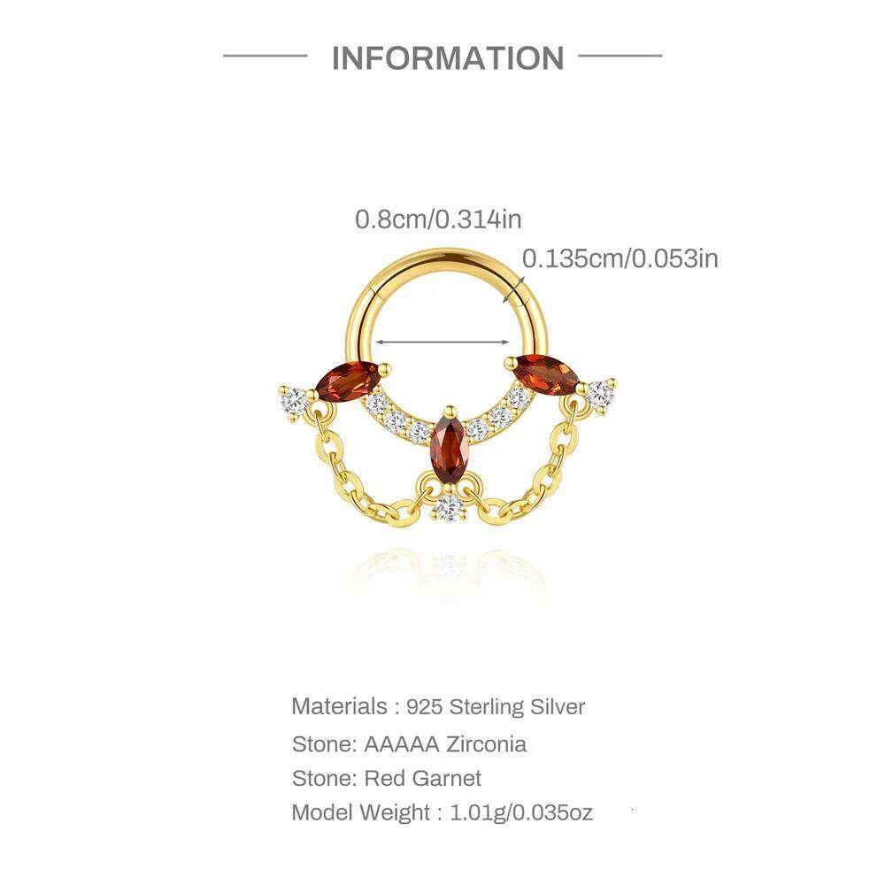 Aide Natural Garnet Earring 925 Sterling Silver Red Gemstone Lovely Post Earrings for Women Christmas Piercing Elegant Gift 1pc