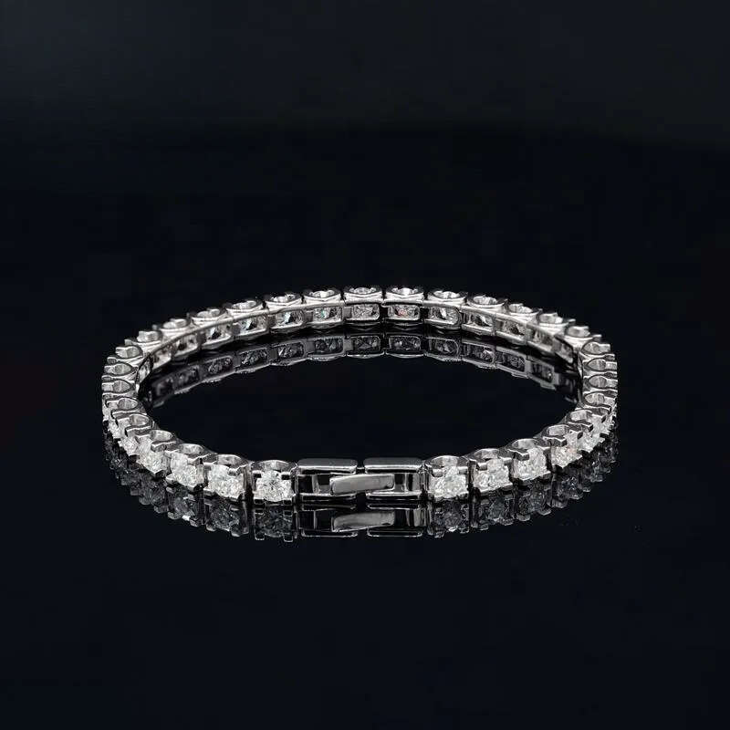 Hip Hop Iced Out Silver 925 Moissanite Tennis Chain Bracelet 3mm 4mm 5mm VVS White Round Diamond Bling Jewelry Men and women