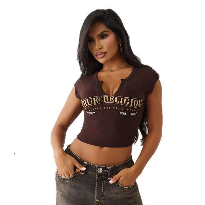 FC1404 European and American Cross-Border Slim Fit Short Letter Crop Top T-Shirt Women's Fashion