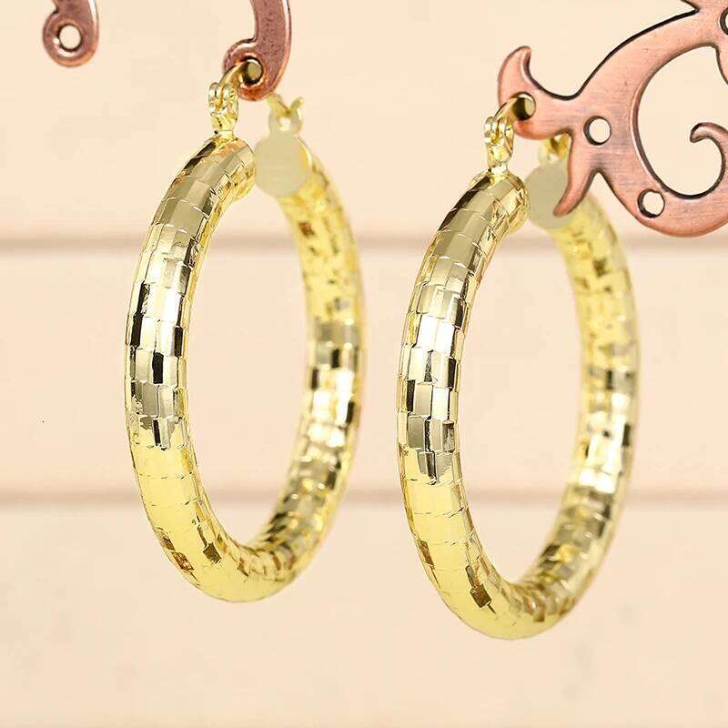 Huitan Trendy Big Hoop Gold Color Circle Earrings for Women Daily Wear Modern Fashionable Female Jewelry Drop Shipping