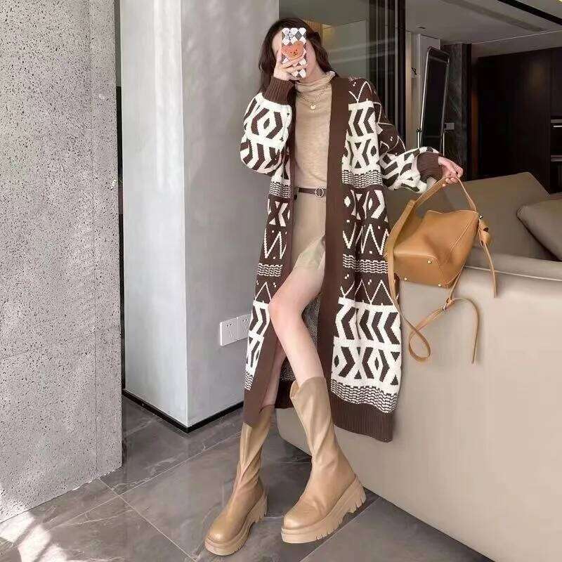 Loose Ladies Knit Sweaters Sleeve Office Wear Chic Y2k Clothing Sales Aesthetic Vintage Fall Light Long Women's Cardigans