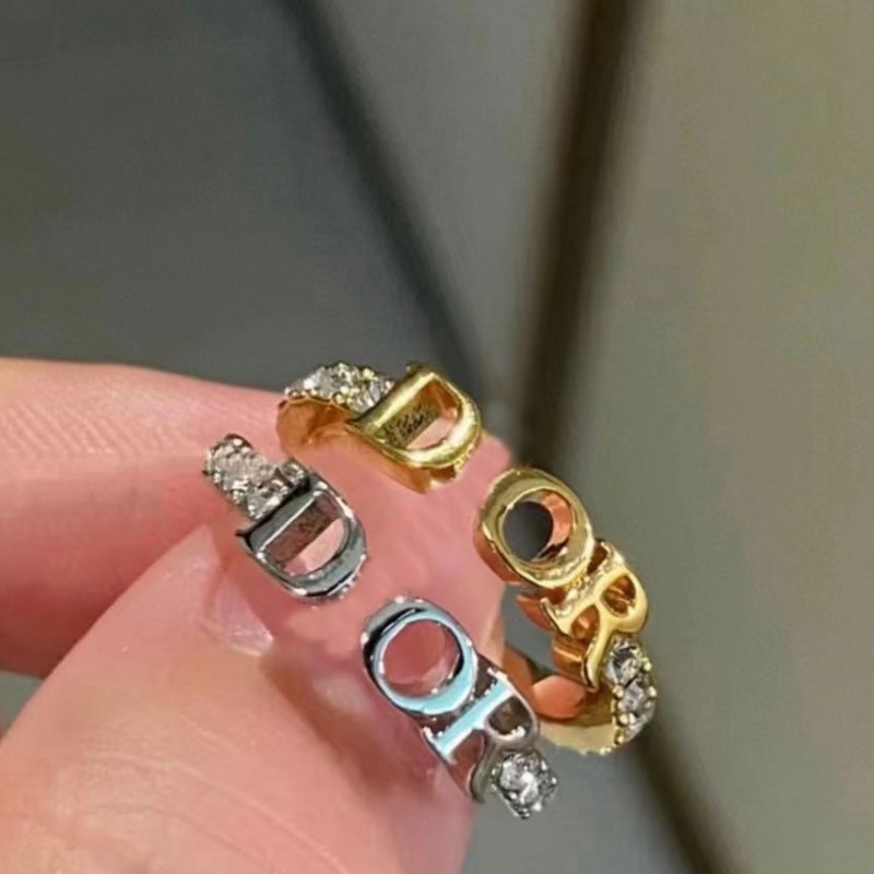 Gold Silver Color Luxury Designer Ring Single Row Drill Classic Ring Elegant Letter Thin Fashion Rings For Women Lady Girl Wholesale