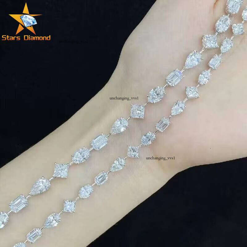 Wholesale Custom Fashion Luxury Genuine 18k White Gold Plated VVS CVD Lab Grown VVS Moissanite Jewelry Bracelet - view 5