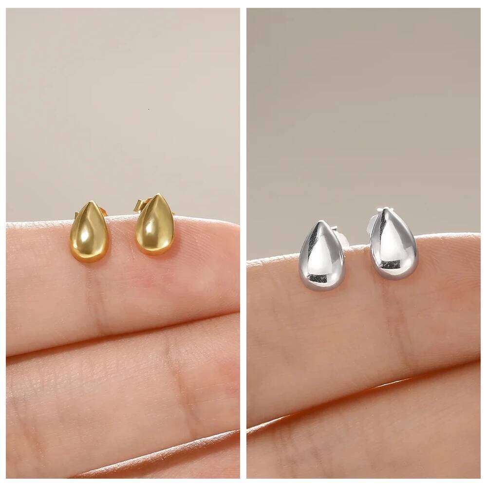 Aide 925 Sterling Silver 1 Pair Chic Water Drop Reflective Surface Earrings For Women 18K Gold Simple Vintage Elegant Jewelry