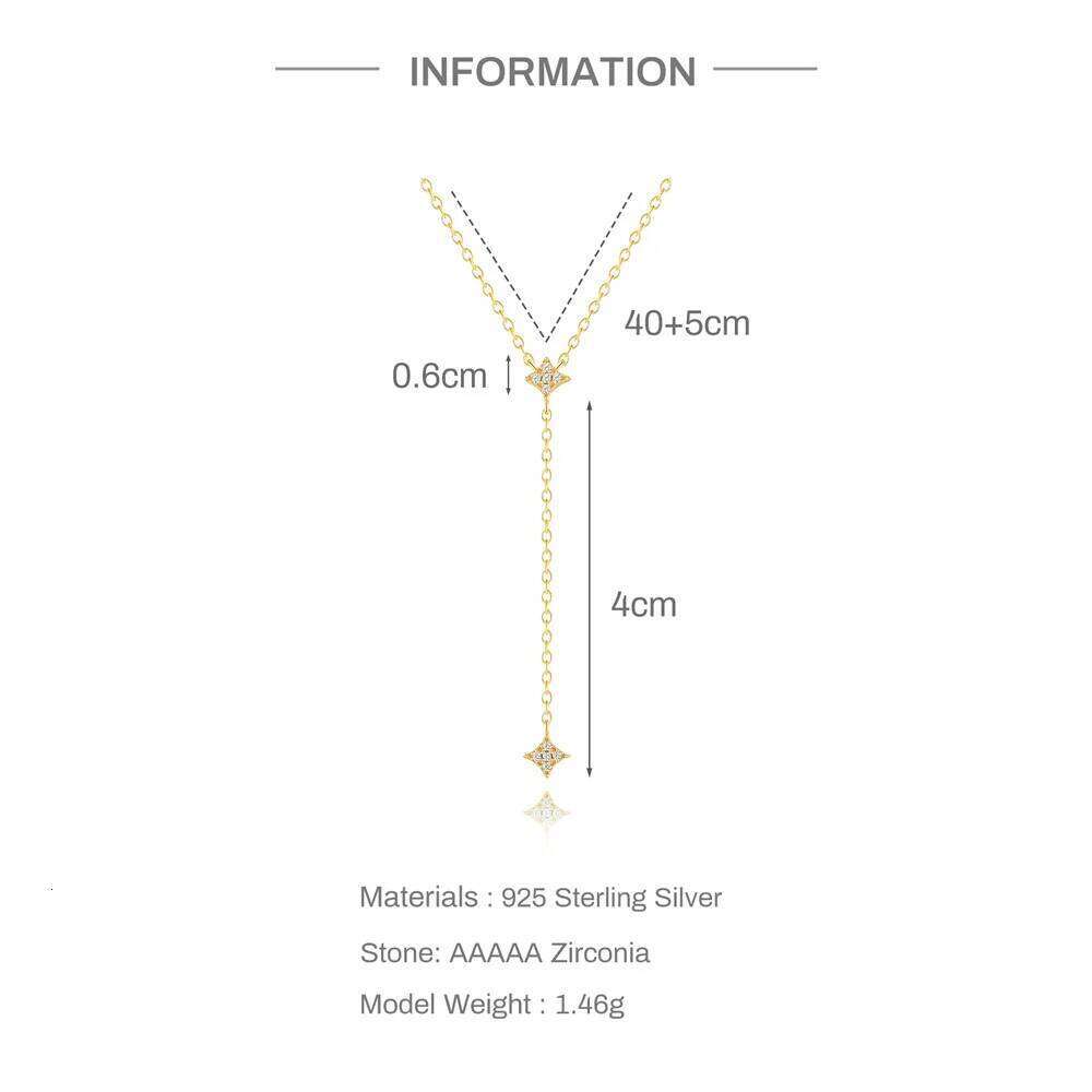 Aide 925 Sterling Silver Thin Chain Crystal Pendant Necklace For Women Y Shape Rhinestone Choker Neck Wedding Jewelry