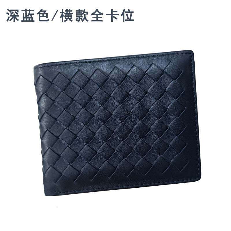 Factory Direct Genuine Leather Short Wallet Sheepskin Handwoven Men's Slim Coin Purse Multi-Card Slots