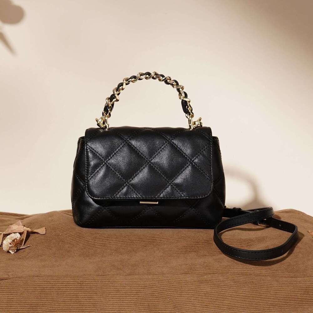 toteBag Shoulder ROSE NOIRE Napa Top Layer Cowhide Quilted Embroidery for Women New Versatile Genuine Leather Handbag Crossbody Shoulder Bag