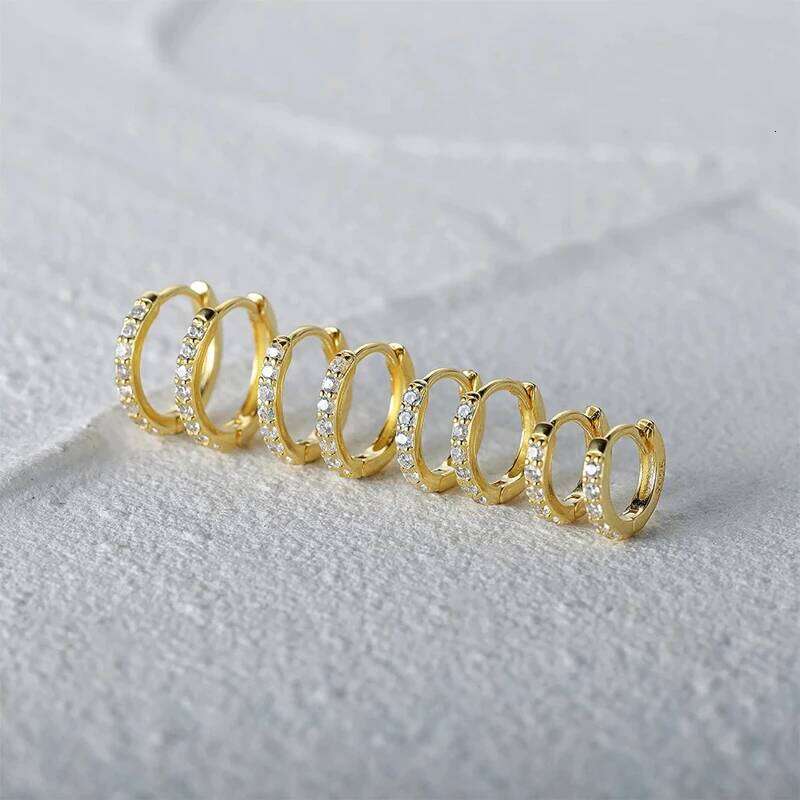 Aide 925 Sterling Silver Clear Zircon Circle Round Stud Earrings For Women Party Wedding Ear Bone Buckle Charm Earring Jewelry