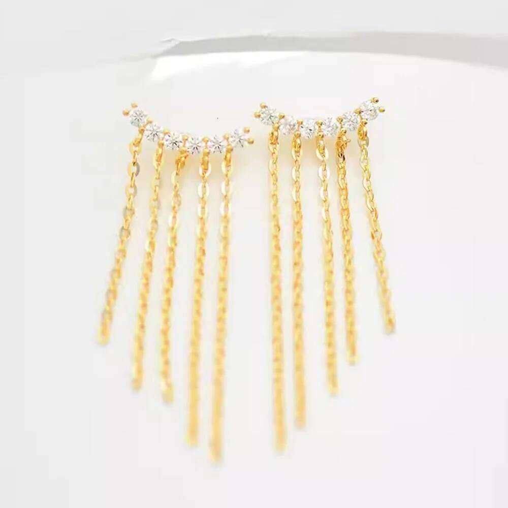 Aide 925 Silver Fashion Long Tassels Dangle Earrings for Women Girls Sparkling Chains Zircon Party Fine Jewelry Accessories