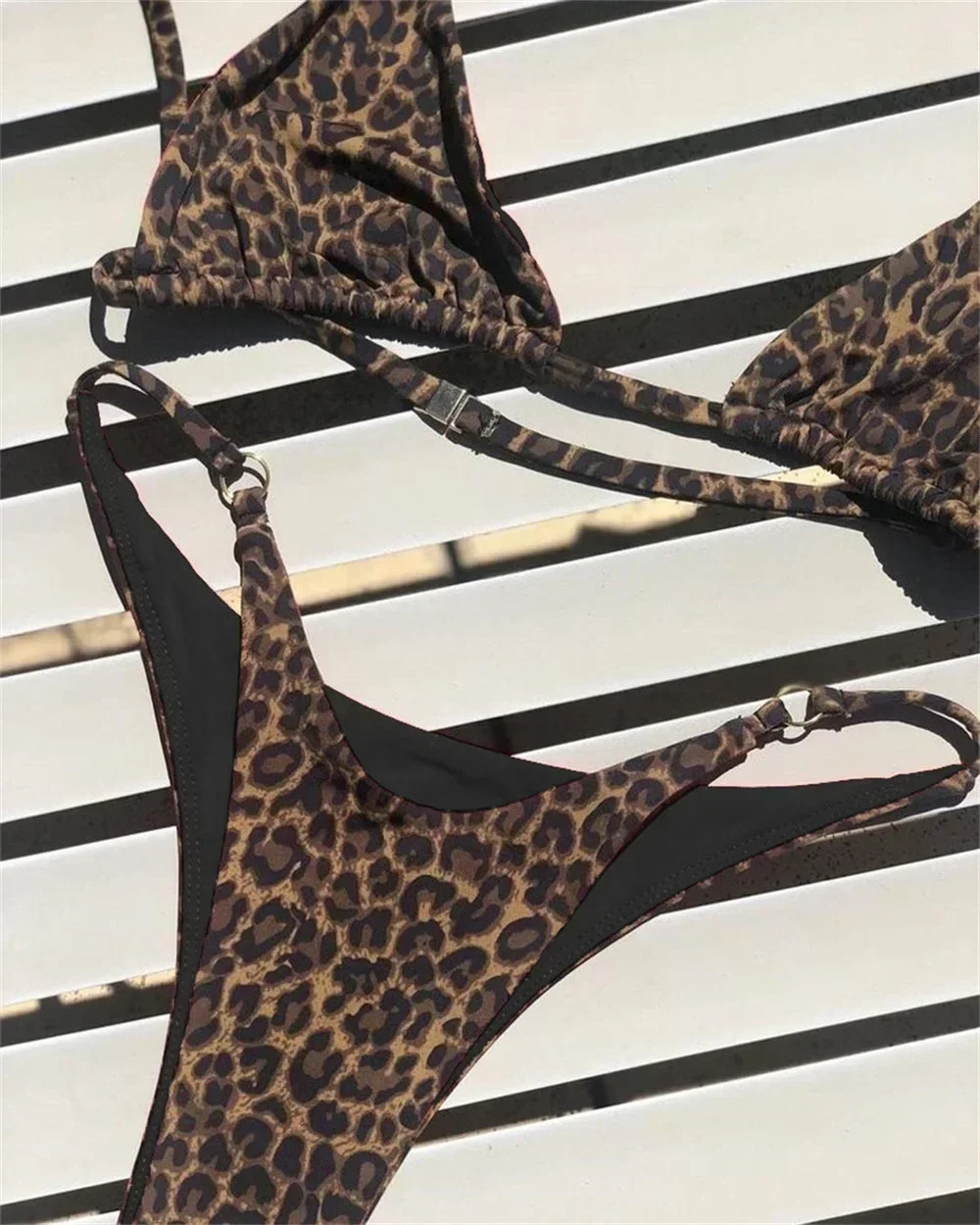 Sexy String Bikini Leopard Print Back Hook Push Up Swimsuit Women Two Piece Swimwear Triangle Thong Brazilian Beach Bathing Suit 251231