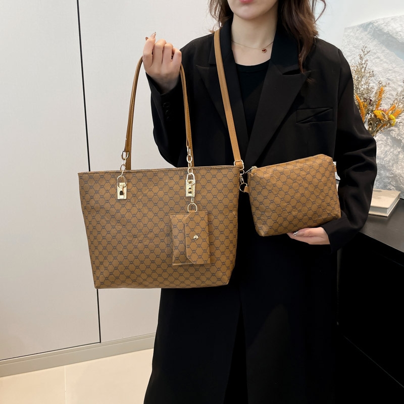 New Design bags, European and American new capacity, foreign trade single-shoulder bag, three-piece set, mother-and-child bag, commuter tote bag Free 