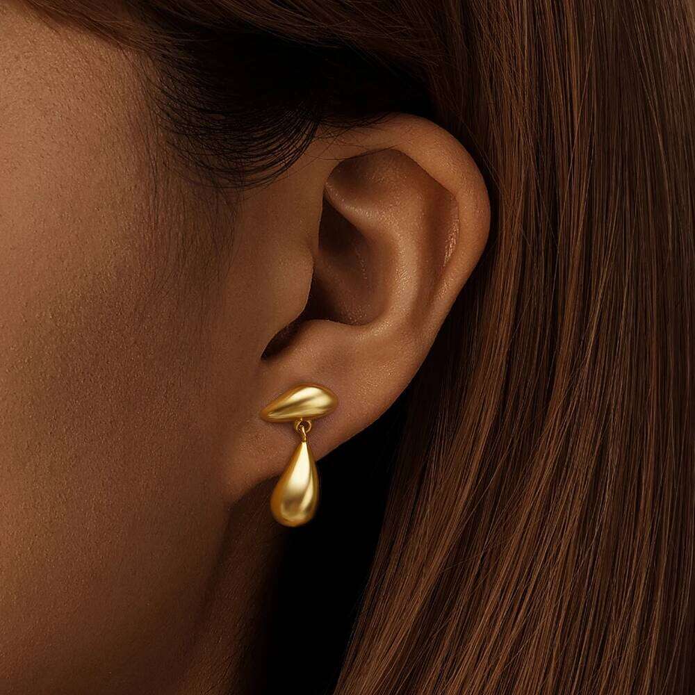 Aide 925 Sterling Silver Irregular Water Drop Smooth Vintage Stud Earrings For Women K Gold Elegant Fine Jewelry Party Chic Gift