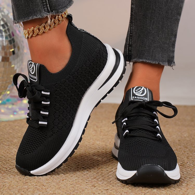 New Design Shoes Cross-border New Fashion Casual Versatile thick-soled anti-slip flying fabric breathable running shoes Casual shoes Free shipping