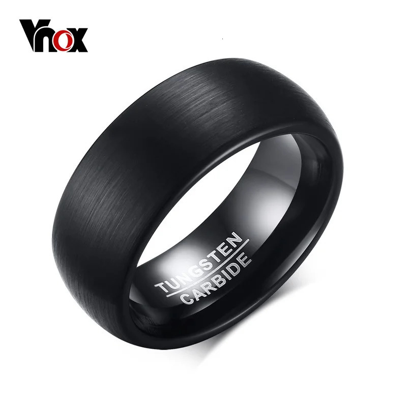 Vnox 8mm Tungsten Carbide Wedding Band Ring for Men Black Color Not Ccratch 251230