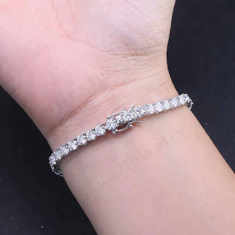 Wholesale D Color VVS1 S925 18K Gold Moissanite Tennis Chain Bracelet Fashionable Jewelry