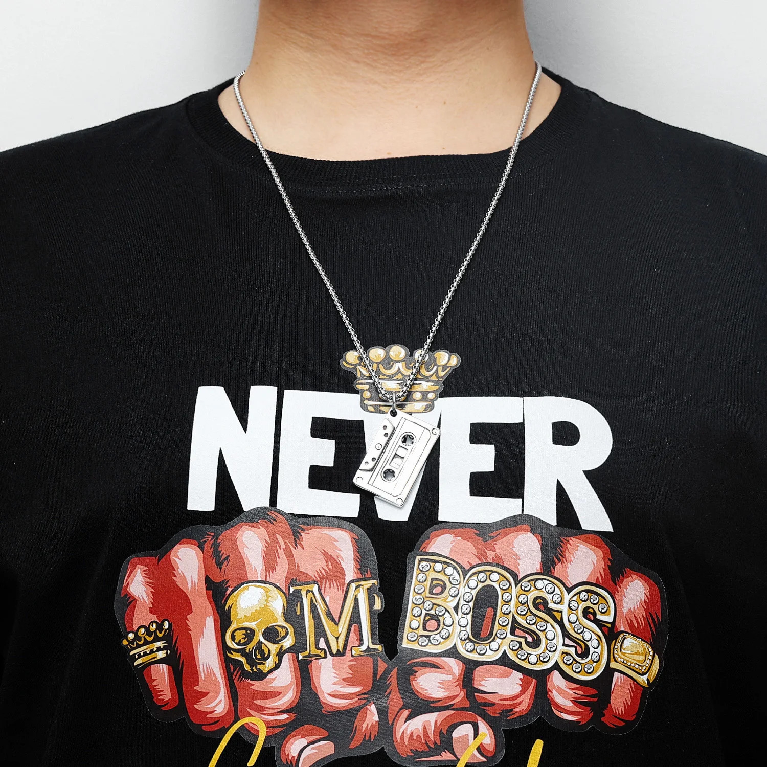 Retro Cassette Tape Necklace Stainless Steel Men Pendant Chain Vintage Hip Hop Rap Music Party for Friend Jewelry Gift 251230