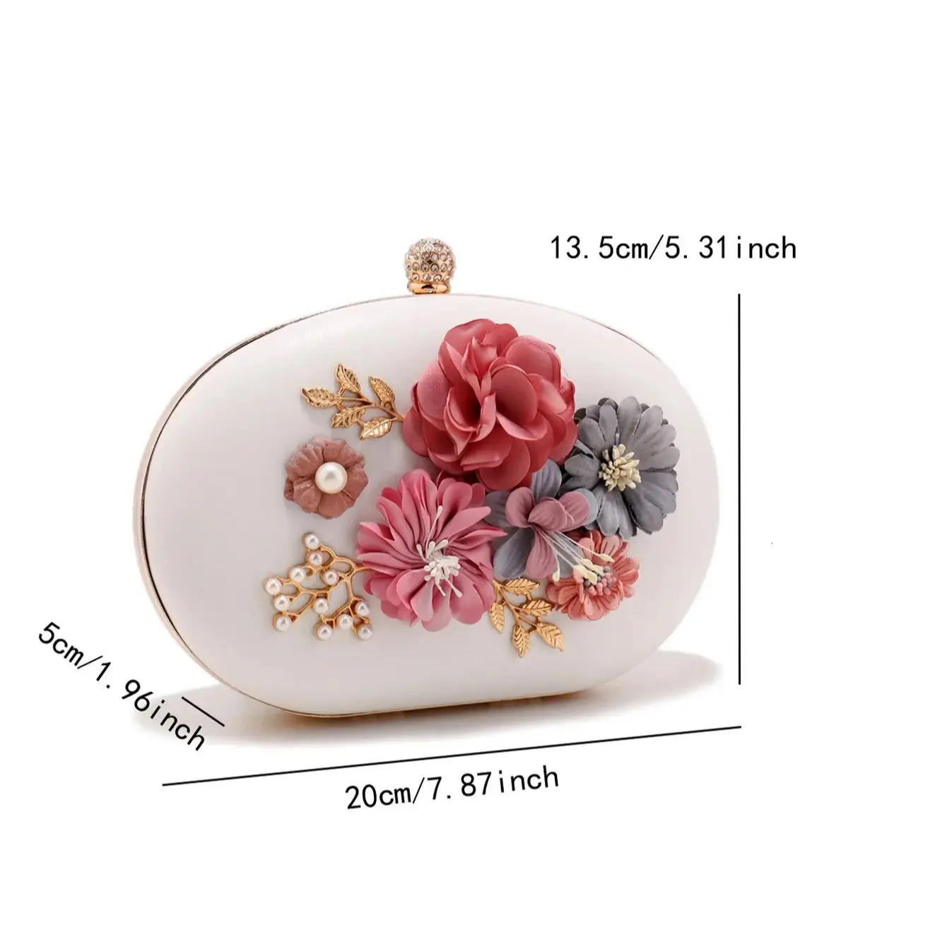 Flower Evening Bags Pink Color Women Small Clutch Purse With Chain Shoulder Flap Diamonds Beading Box 251231