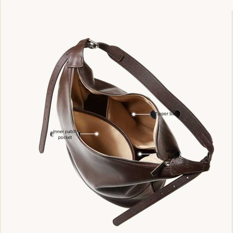 Toptrends Cowhide Genuine Leather Underarm Shoulder Bags For Women Luxury Bucket Hobos Crossbody Ladies Handbags Xiu Lai Si