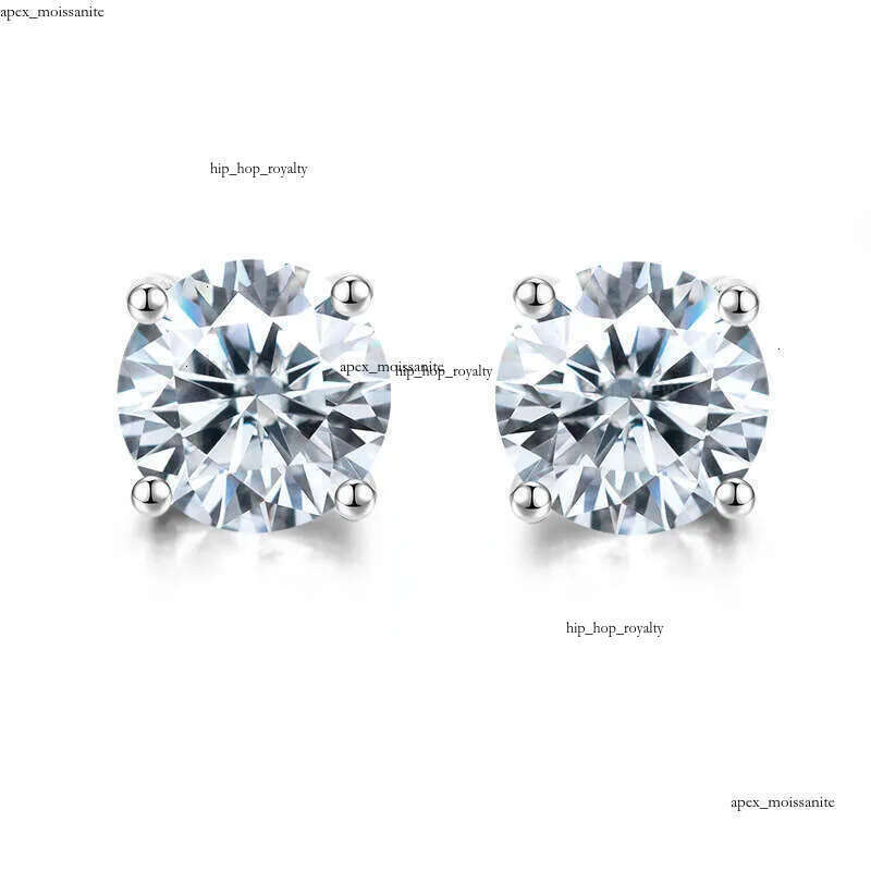Pass Diamond Tester Vvs1 D Color Moissanite Designer For Women Solid 925 Sterling Silver 4 Prong Stud Earrings Gold Plated Screw Back Mens Jewelry Woman Gift