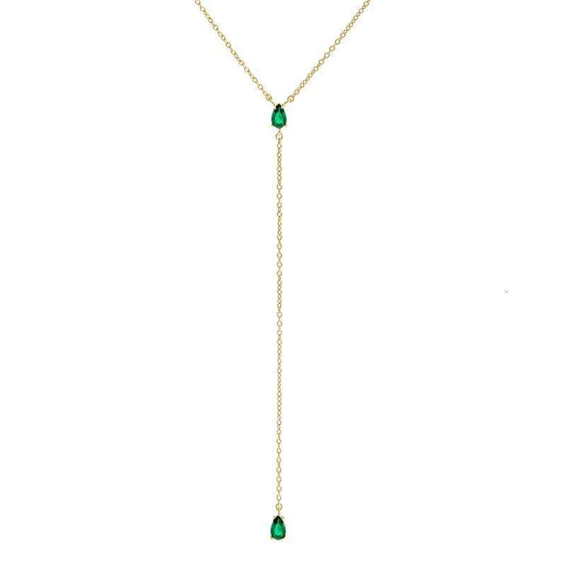 Aide 925 Sterling Silver Elegant Y Shape For Women Temperament Long Chain Tassel Water Drop CZ Zircon Pendant Necklace