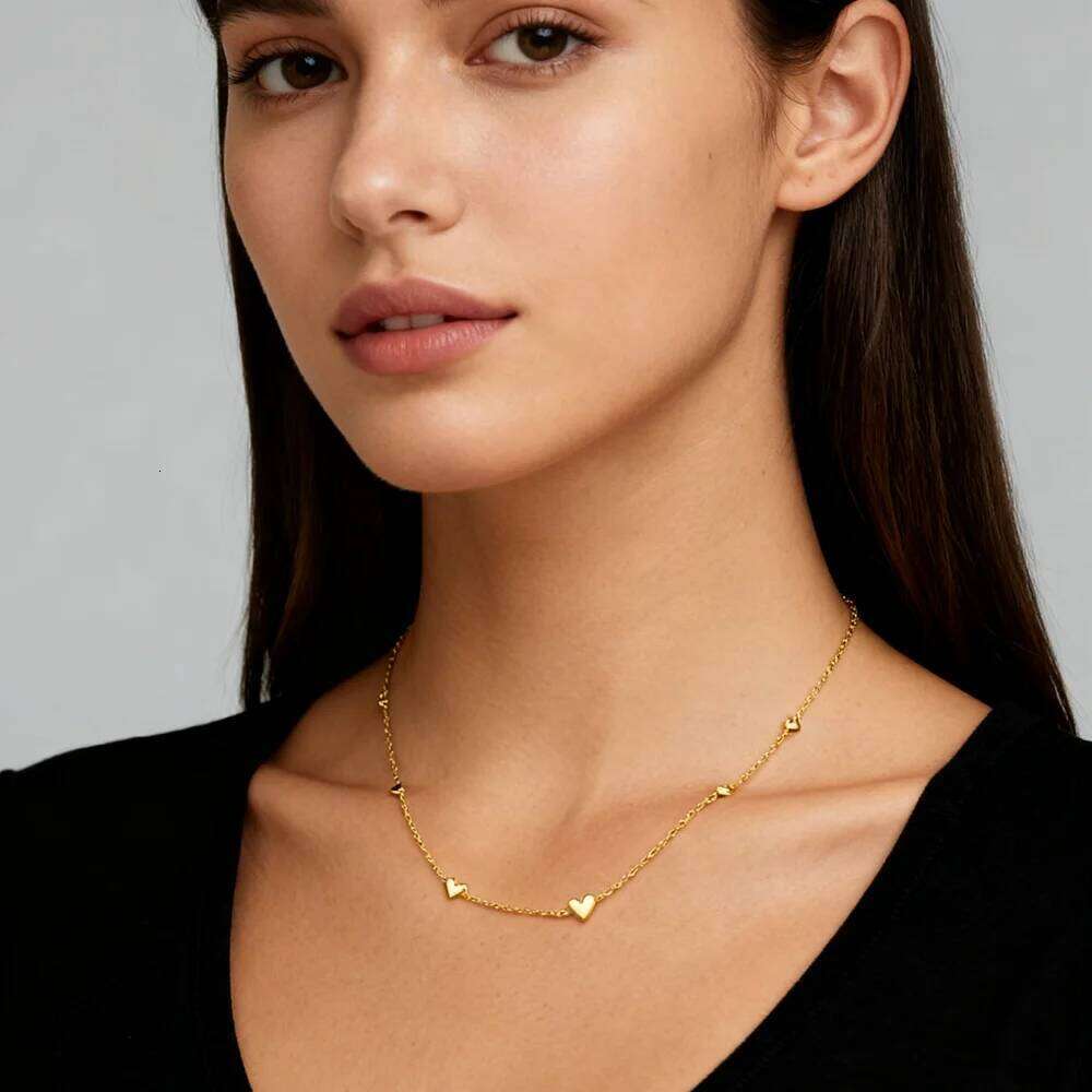 Aide 925 Sterling Silver Heart Charm Necklace Long Choker Luxury Party Anniversary Winter Christmas Jewelry For Women