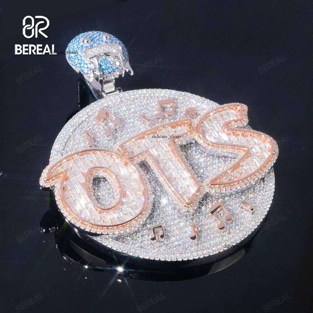 High-Quality Long Stick Bread Cut Vvs Moissanite Hip-Hop Fancy White Gold Sterling Sier Letter Pendant Boutique Men's Jewelry