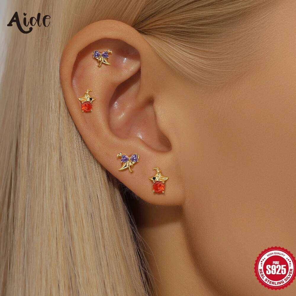 Aide 925 Sterling Silver Cute Halloween Stud for Women Cartoon Ghost Pumpkin Star Earrings Party Statement Fine Jewelry