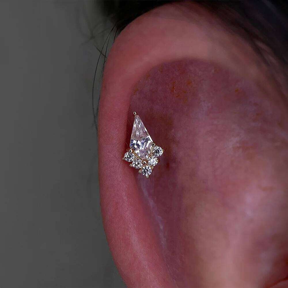 Aide 925 Sterling SilverCute Small Golden Bear Stick Earpost Spiral Stud Earrings For Women Classic Fashion Ear Bone Earring 1pc