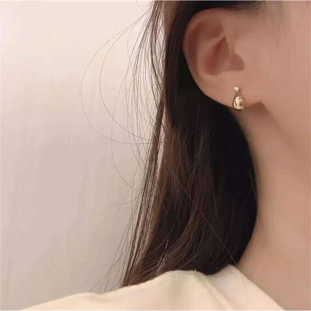 AIDE Luxury Water Drop Stud 925 Sterling Silver Cute Small Elegant Golden Earrings For Women Girls Student Fine Jewelry
