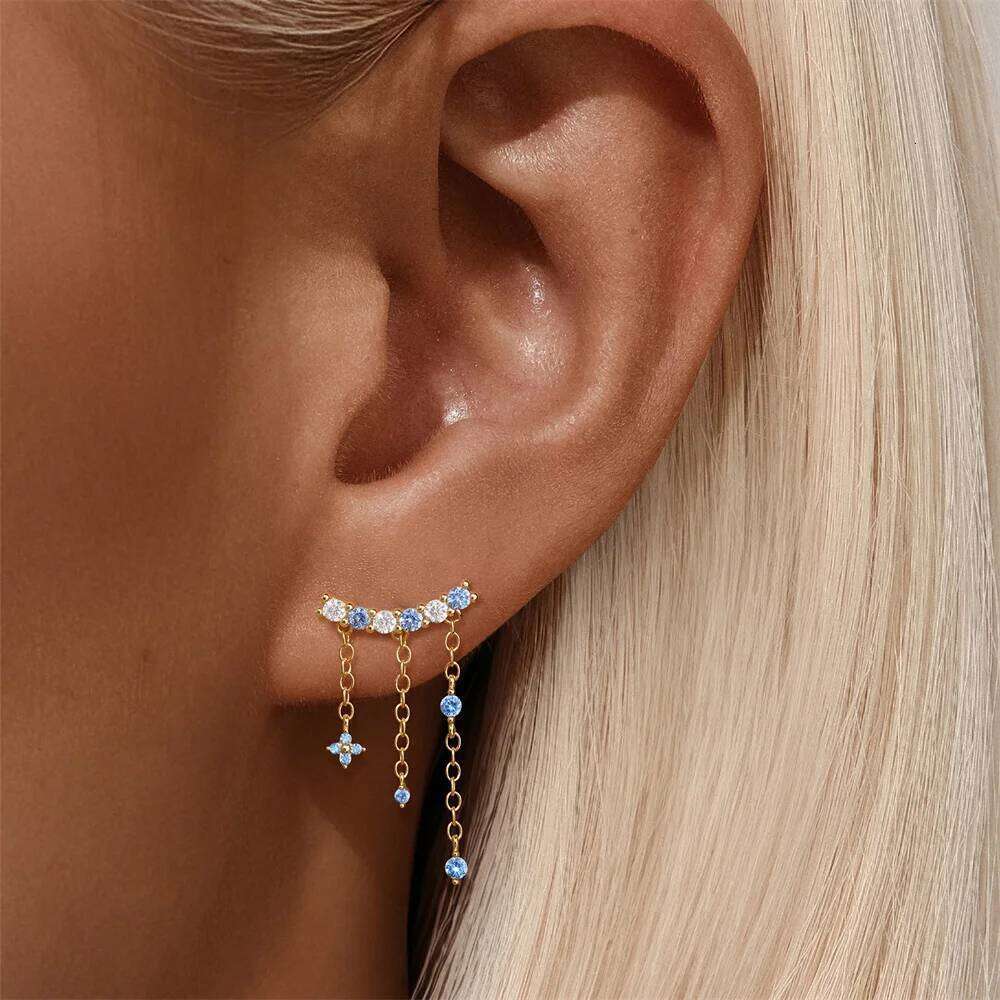 Aide 925 Sterling Silver Blue Moonlight Stone Star Moon Pendant Earrings For Y2K ECute Dream Fairy Vintage Jewelry Accessories