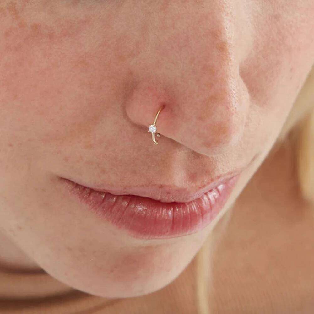 Aide 925 Sterling Silver Sparkling CZ Zircon Clips Septum Ring Hoop Cartilage Tragus Helix Small Piercing Nose Rings