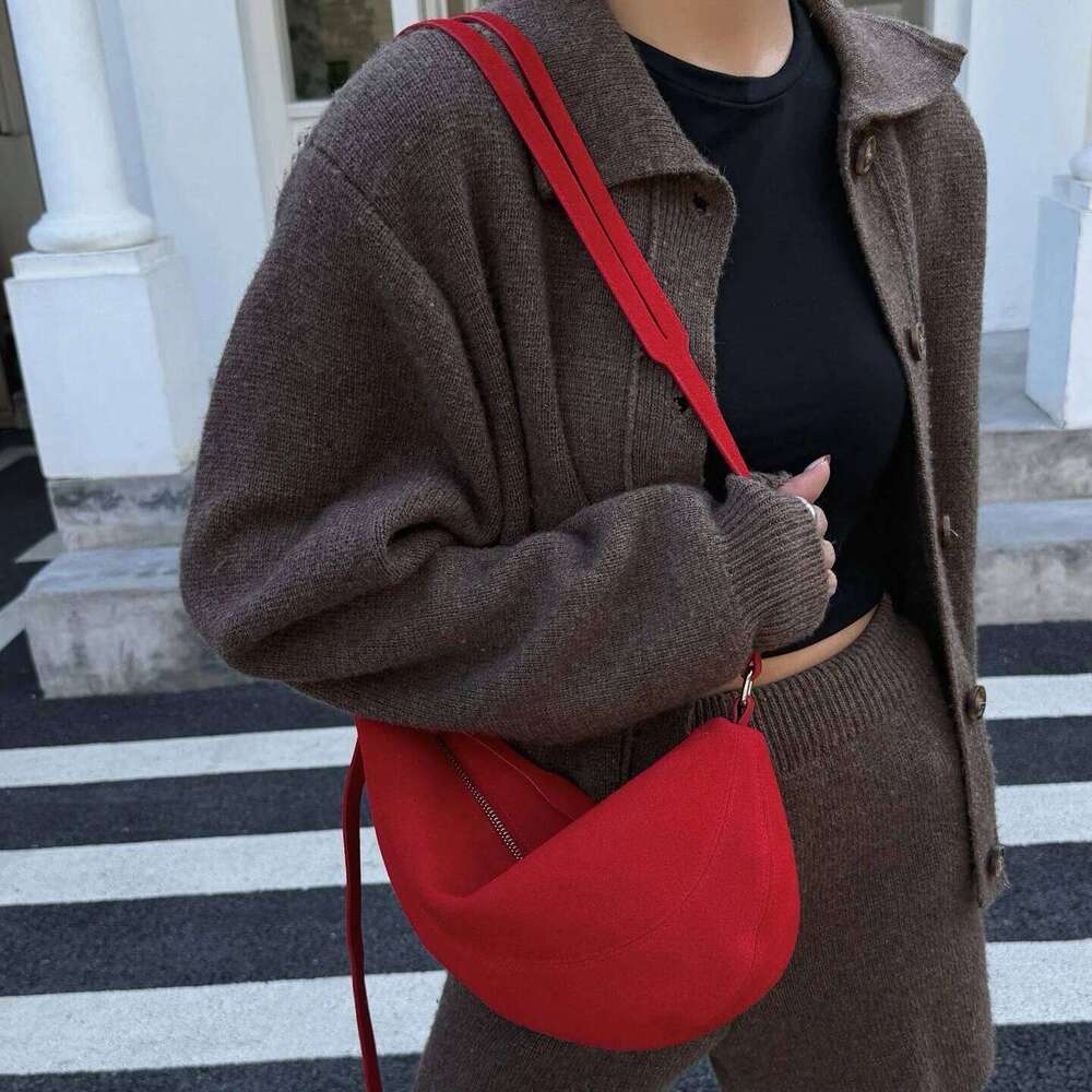 Suede Dumpling New Niche Design Frosted Cowhide Vintage Japanese Croissant Fashion Lady One-Shoulder Crossbody Bag Suotong251222