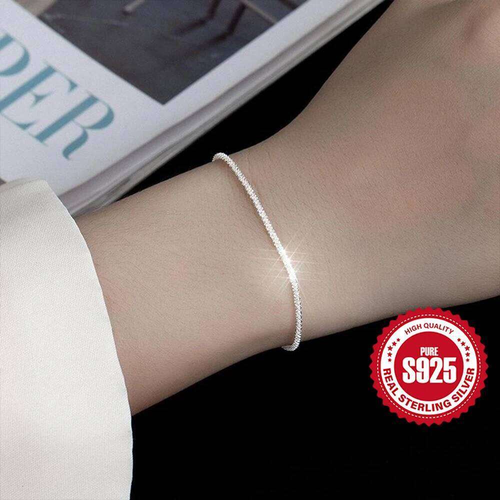 Aide 925 Sterling Silver Sparkling Lock Chain Bracelet For Women Luxury Minimalist Jewelry Adjustable 17+3cm Wedding Party Gift