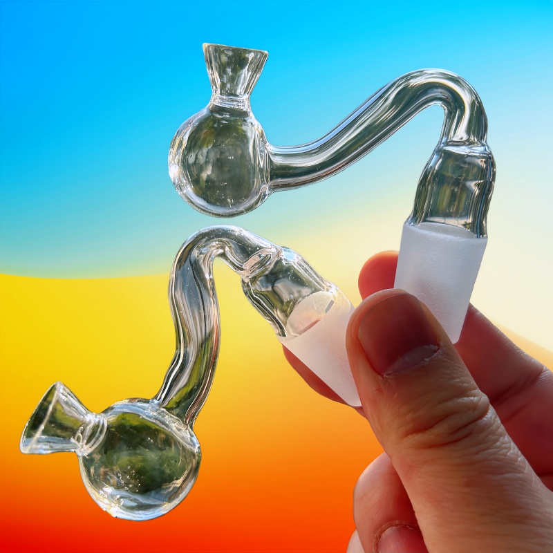 Qbsomk Smoking funnel Curved Glass Pipes Oil Burner Pipe 10 14 19 MALE/FEMALE glass Clear Quality Tube Handmade for Wax Concentrate