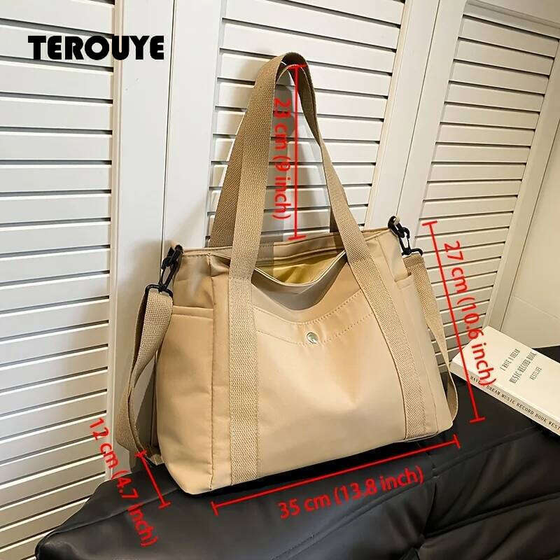 Large Capacity Nylon Crossbody Casual Solid Color Messenger Shoulder Bag With Removable Strap TEROUYE