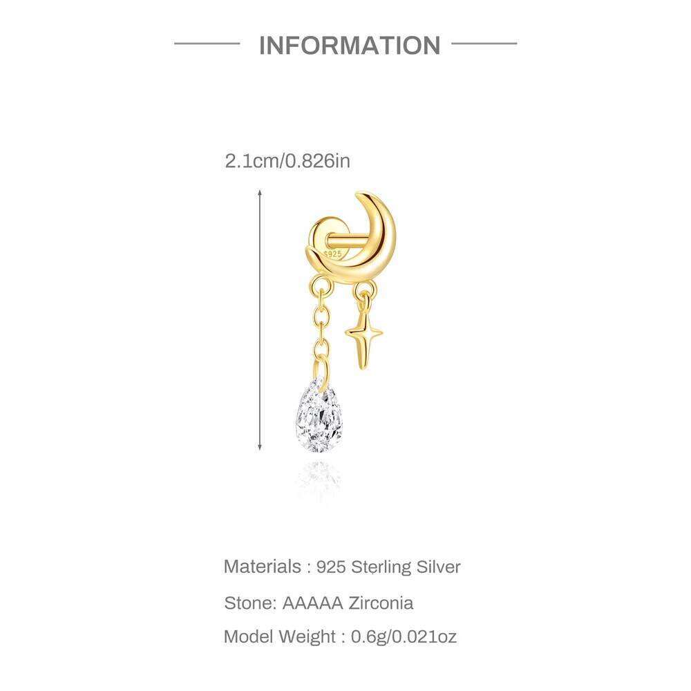 Aide 1pc 925 Sterling Silver DIY Handmake Zircon For Women Flat Head Threaded Puncture Crystal Ear Bone Studs Ins Jewelry