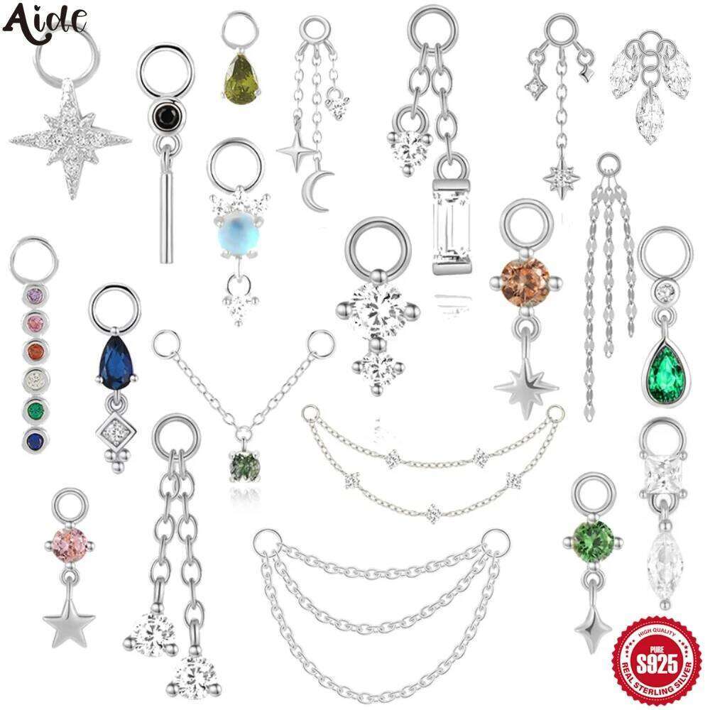 Aide Tassel Charms DIY Opal Pendant For Earrings Necklace Women Girls 925 Sterling Silver Exquisite Zircon Jewelry Accessories
