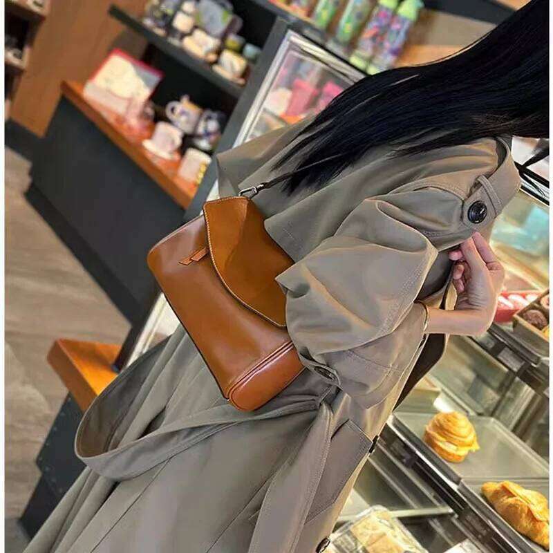Genuine Leather Ladies Crossbody New Casual Underarm Bag Cowhide Retro Versatile Single Shoulder Women S Handbag JINXIANGGUO TOTE