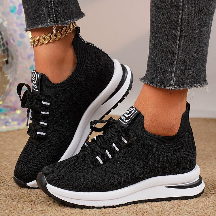 New Design Shoes Cross-border New Fashion Casual Versatile thick-soled anti-slip flying fabric breathable running shoes Casual shoes Free shipping