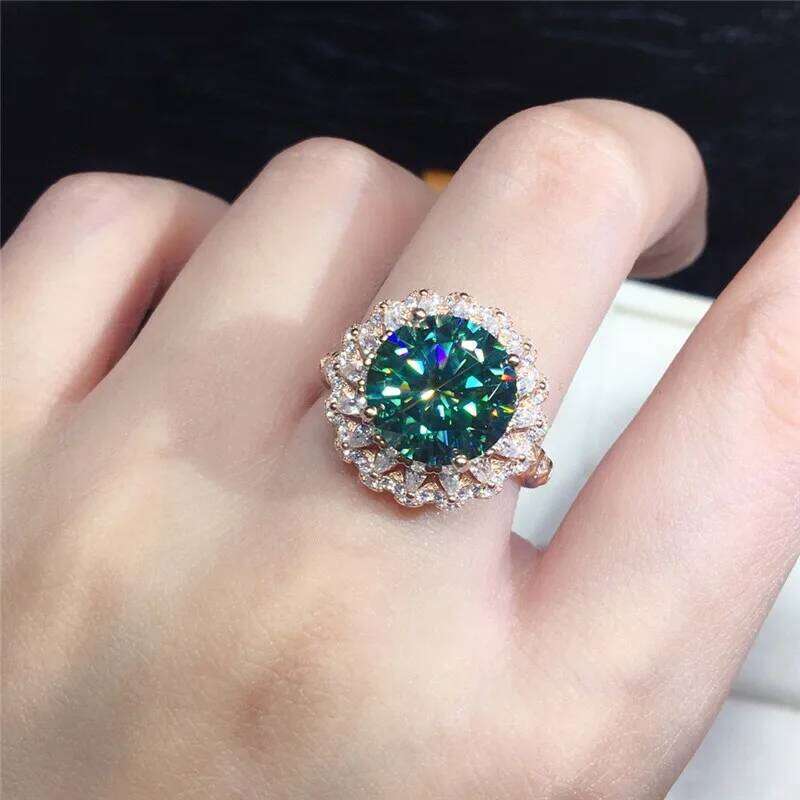 Huitan Brilliant Green Cubic Zirconia Ring Luxury Women's Finger-ring Accessories Wedding Party Engagement Bands Trendy Jewelry